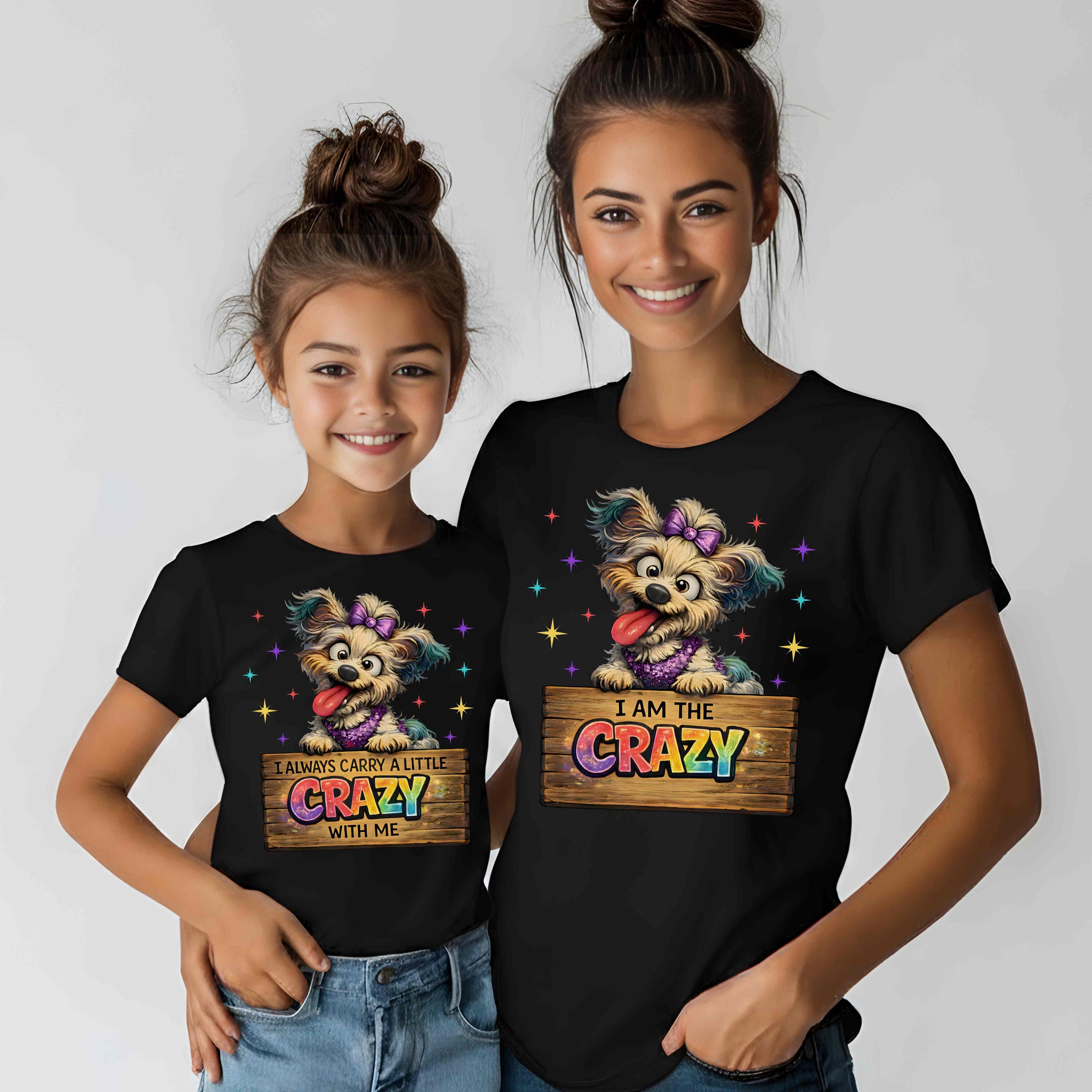 Matching Funny Dog Shirts – I Carry The CRAZY & I Am The CRAZY | Best Friend, Sibling, Mom Daughter Set