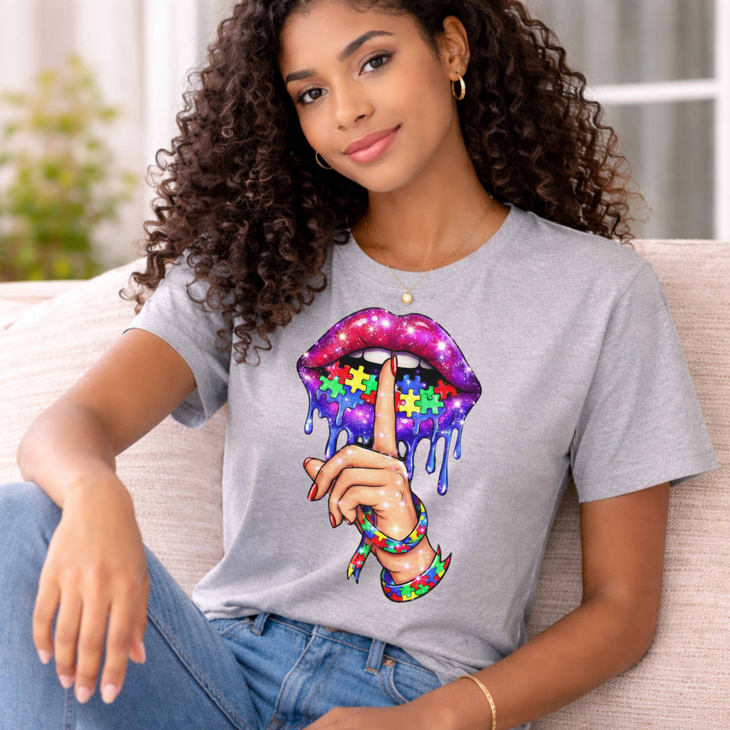 Puzzle Lips Autism Awareness T-Shirt