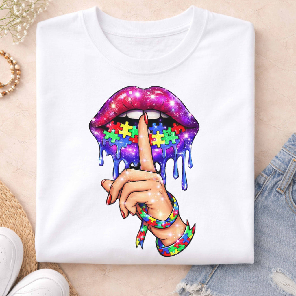 Puzzle Lips Autism Awareness T-Shirt